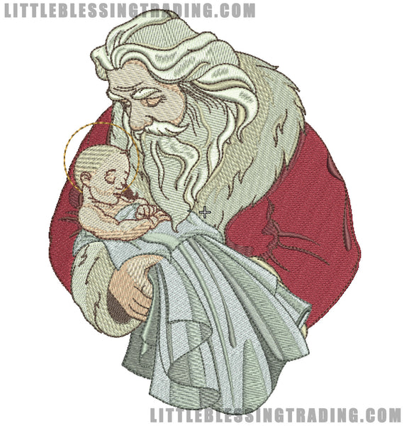 Santa and Jesus Embroidery Design